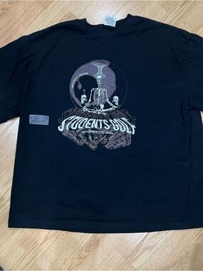 Students Golf Meditate Skeleton Cult T-Shirt Black XL NWT Course Canvas